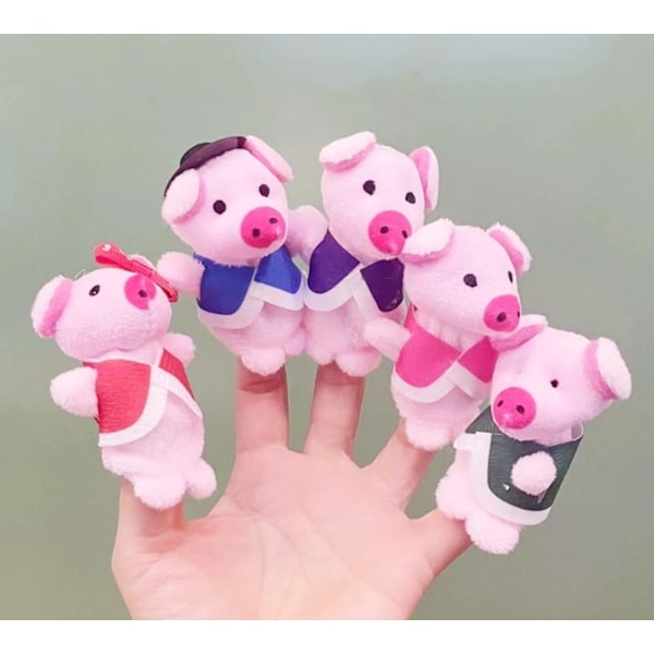 5 Pack Plush Finger Puppets Toy, This Little Pig Nursery Rhyme Finger Puppet, Storytelling Theater Role Play, Bedtime Story for Toddlers