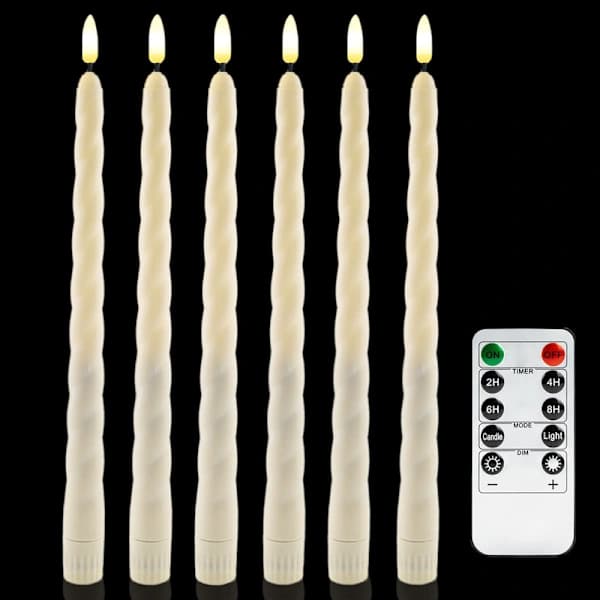 6-pack Battery Operated LED Candles with Remote Control and Timer, Flickering Warm White Real Wax C-FX- C