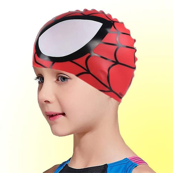 Barn Spiderman Silikon Badehette Barn Gutter Jenter Vanntett Svømmehette Red