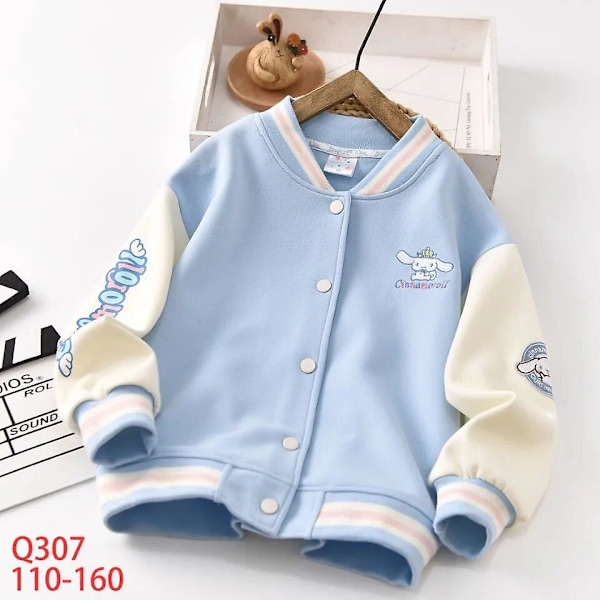 Kawaii Sanrio Cinnamoroll Baseballuniform för flickor, Anime-tecknad jacka, söt och gullig jacka, vår och höst, barnkläder Cinnamoroll 160CM