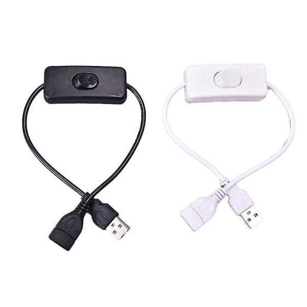 28 cm USB kabel med strömbrytare på/av Kabelförlängningsvipp för USB lampa USB fläkt -hy White