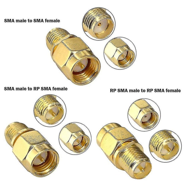15 Typ Rf Antenn Adapter Kit - Sma hane hona omvandlare för wifi antennförlängning