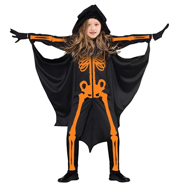 2022 Nytt Halloween Barn Kostyme Flaggermus Kappe Bodysuit Cosplay Kostymer 110