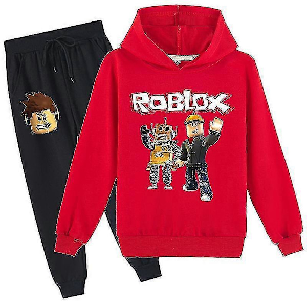 Roblox Hoodie Sæt Børn Varmt Hoodie Tøj Roblox Trykt Hoodie R navy blue 140cm