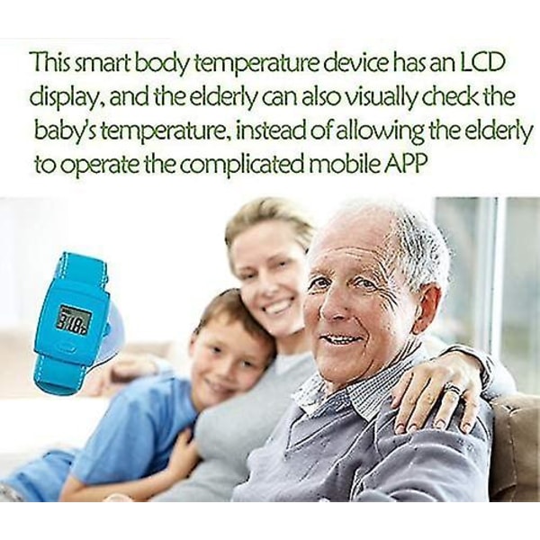 LCD Bluetooth Barn Termometer for Barn, Digitalt Febertermometer Brukt Med Mobil App Barn Slitasje Smart Bluetooth Kroppstemperatur Overvåking Håndledd