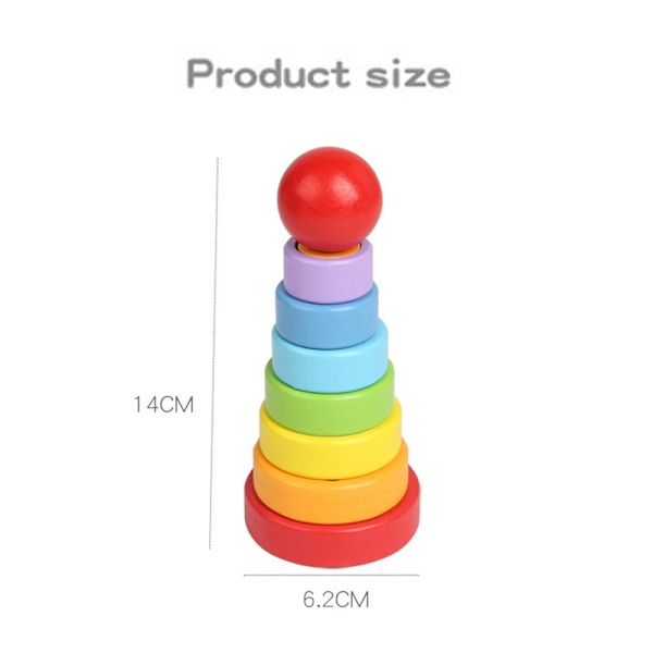 Baby Rainbow Stacking Toys Geometriske Montessori Tretreblokker Pedagogiske Kognitive Tretre-puslespill for Barn