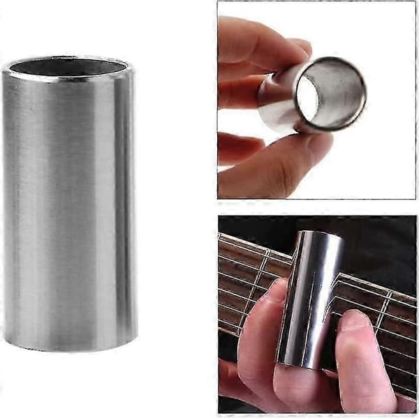 Gitarrslides, Rostfritt Stål Basslide Metall Hårdkromad Fingerslide för Akustisk Klassisk Elgitarr Bas (3st, Silver)