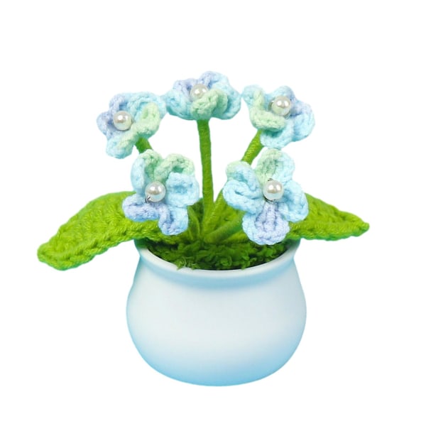 Stickning Virkade krukväxter Handgjorda Gradient Forget Me Not Mini Blommor Prydnad Hem Bildekoration D