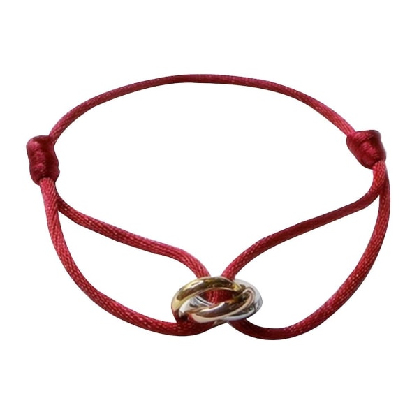 Metallspenne ringer flettet tau armbånd smykker justerbare par armbånd Deep red