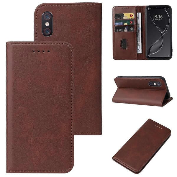 Magnetiskt Läderfodral för Xiaomi Mi 8 Explorer Brown