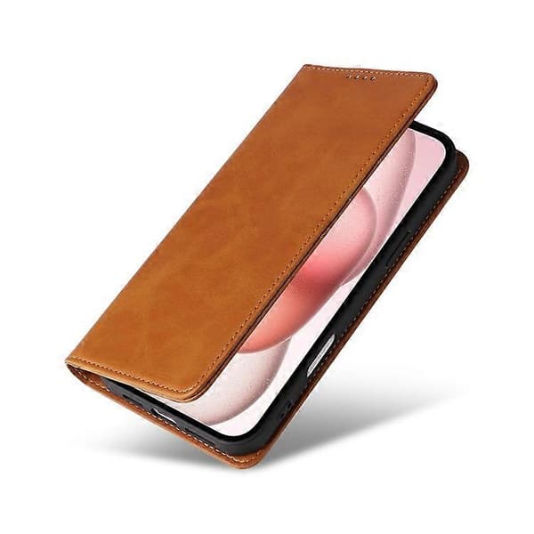 Kompatibel med iPhone 15 Plus / 14 Plus Fodral RFID PU Läder Plånboksstativskydd Brown