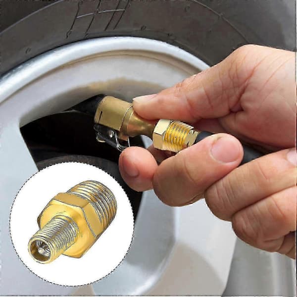 2 stk. messing luftfylderadapter, 1/4\" NPT (han) til standardventil til Schrader (han)