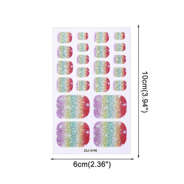 Regnbuegradient tåneglklistremerker selvklebende vannavstøtende glitrende style 5