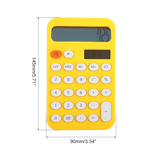 Desktop Lommeregner, 12-cifret stor LCD-skærm Standardfunktion Desktop Lommeregner Bærbar sød lommeregner til hjemmekontor, gul Yellow