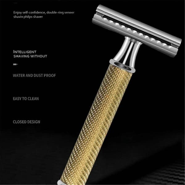 Klassisk dobbeltkant sikkerhedsbarbermaskine til mænd - Sammenfoldelig barbermaskine til mænd Silver
