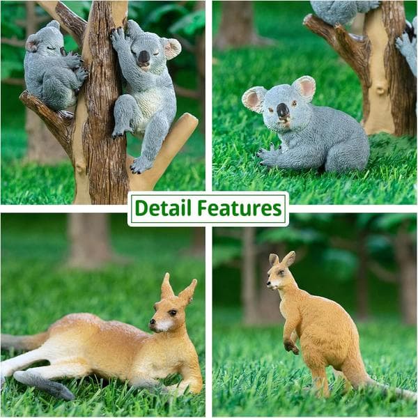 7 stk. australske vilde dyr figurer inkluderer koala og kænguru