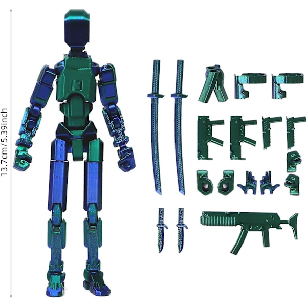 T13 Action Figure, Titan 13 Action Figure 3D Titans Figure, 3D Printed Action Figure Nova 13 Action Figure, Multi-Articular Action Figures Blue green