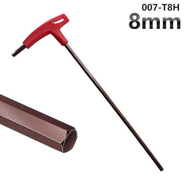 3/4/5/6/8mm Allen-nøkler Håndverktøy Sekskantsett Ekstra Lang Type Hex-nøkler Sett T-håndtak Flatt Skiftenøkkel Reparasjon 8mm