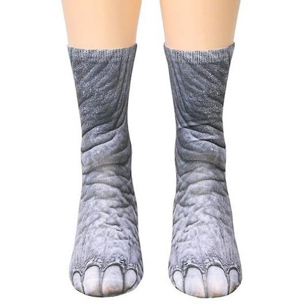 Män Kvinnor Elastiska strumpor 3d Animal Paw Feet Novelty Sock elephant