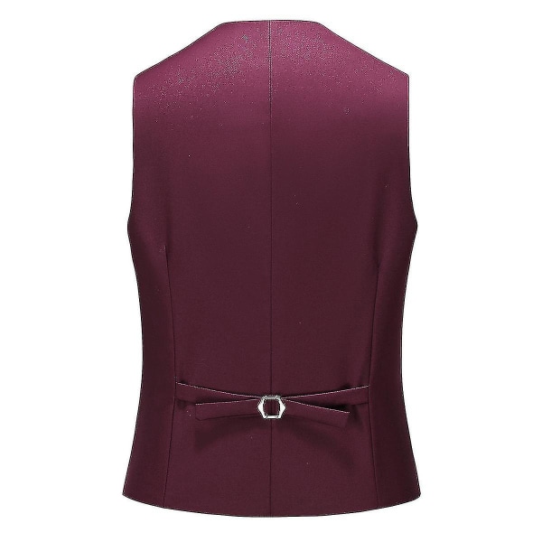 Bryllupsbankett for menn Formell dress Vest Business Slim ensfarget vest Wine red XS