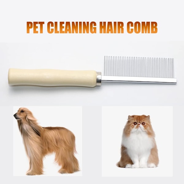 Træhåndteret plejekam til hunde, katte og kæledyr Pet Comb