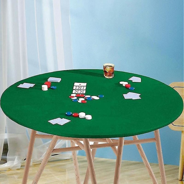 Spillebordtrekk Poker Bridgekort borddeksel Sirkulær filt Sklisikker elastisk duk for 36 til 48 tommer bordspilltilbehør