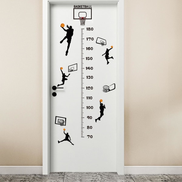 Tyuhe Creative Basketball Højdekort-klistermærke Måling af væksthøjdediagram Aftageligt DIY dekorativt selvklæbende vægmærkat