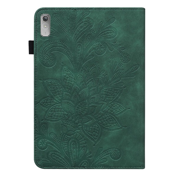 Til Lenovo Tab P11 Gen 2 prægning Dropsikkert tabletcover PU læder pungetui med stativ Green