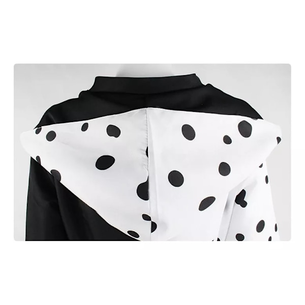 Cruella De Vil Cosplay Klänning Cruella Svart Vit Polka Dots AS XS