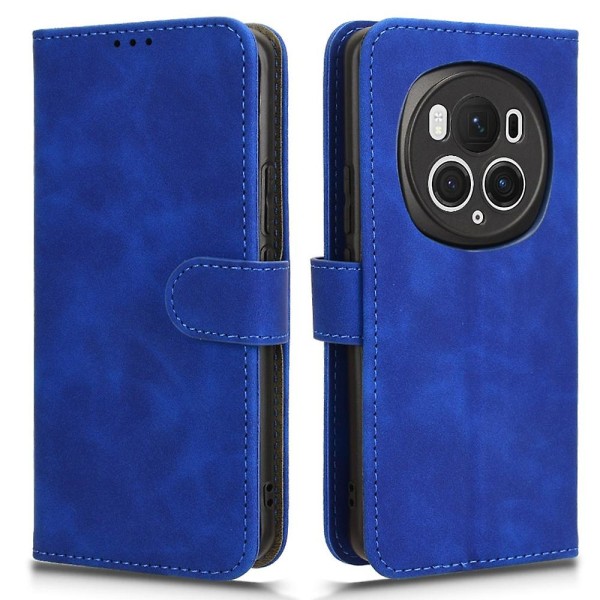 For Honor Magic6 Pro 5G Skin-touch lærveske Lommebok Folio Flip Telefondeksel - Blå Blue Style B Honor Magic6 Pro 5G