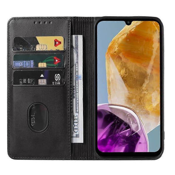 Magnetiskt läderfodral för Samsung Galaxy M15 Black