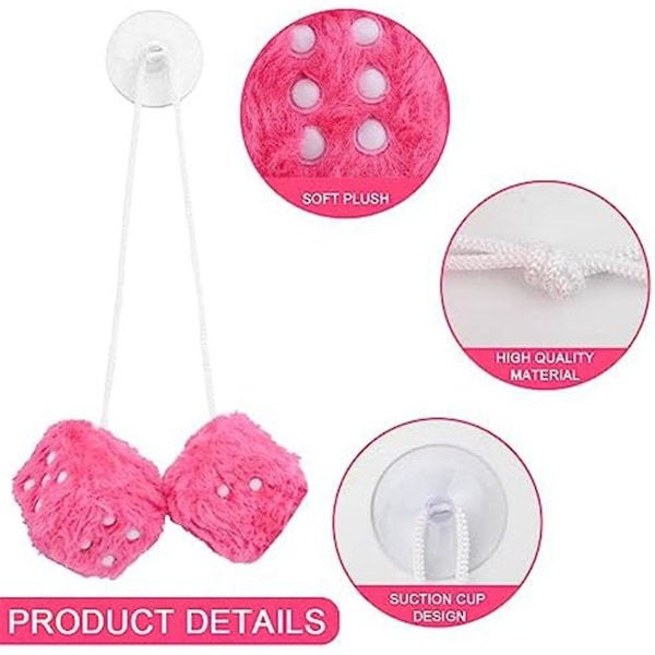 Bilhängande tärningar, bilspegelhängande tärningar, bilhänge med prickar Bilinredningsdekor- Pink