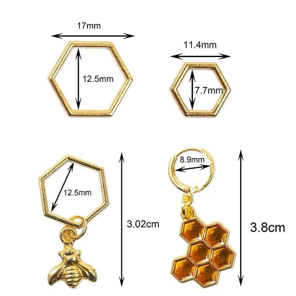 Hexagon Bee vedhæng Strikkemarkører Guldfarve Hæklet låsenål Clips Strikkeværktøjer Syning Gold