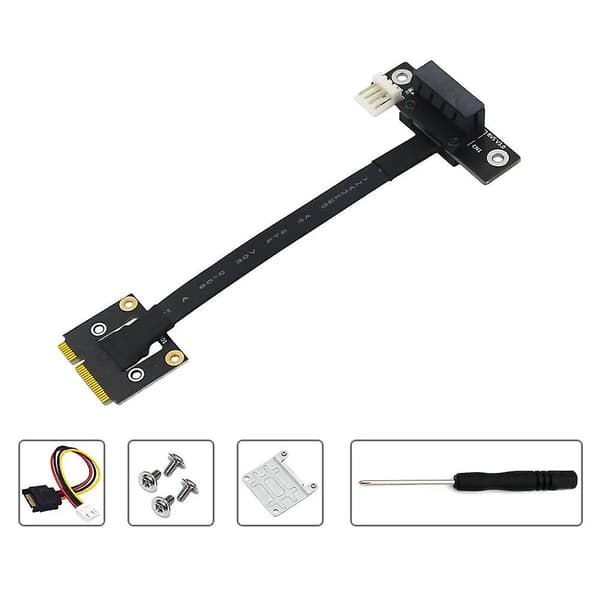 Legg til på kort 270 graders Mini Pcie til Pci-e 1x adapterkabel Mini Pci Express til Pci-e X1 Riser 4pin strømkobling for Extender