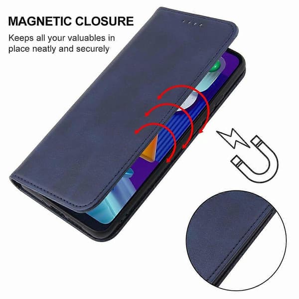 Magnetiskt läderfodral för Samsung Galaxy M11 Blue