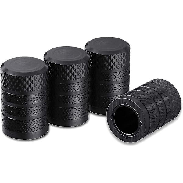 Tire valve caps, black, 4pcs/pack, anodized aluminum Tire valve caps, corrosion resistant, Universal for cars, Truc