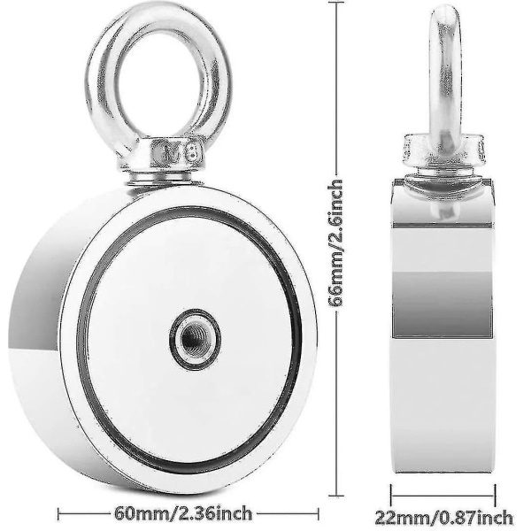 Magnetisk set, 240 kg stark dragkraft fiskemagnet, neodym rund magnet fiske med