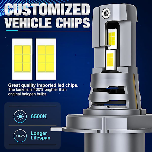 40000lm Canbus H4 led strålkastare glödlampor 9003 Hb2 helljus 120w billjus 24 csp 3570 turbo led diodlampor 12v 6500k