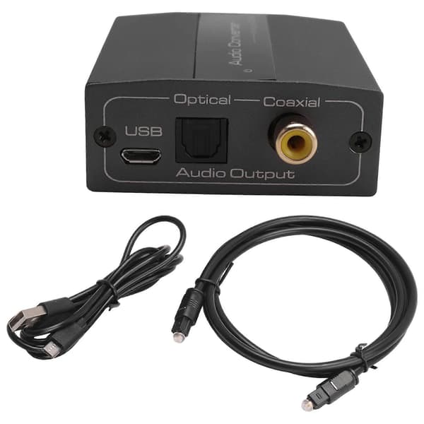 Analog til Digital Lydkonverter RCA til Optisk med Optisk Kabel Lyd Digital Toslink og Koaksial Lydadapter Svart grå