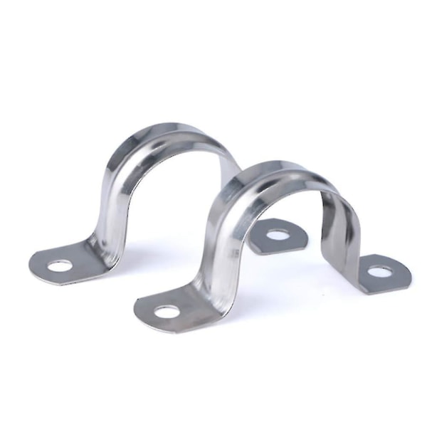 20pcs Pipe Strap Clamp 304 Stainless Steel Pipe Clips U Shaped Pipe Straps Saddle Clip Two Hole 10mm