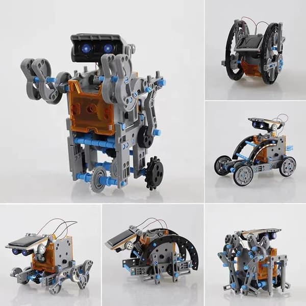 Solrobot-sett, robotleker 12-i-1 Gul