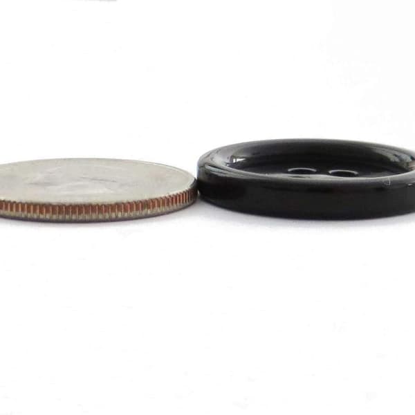 60 stk Sorte Knapper - 25mm Plast Resin Flad Bagside Store 4 Huller DIY Håndværk Syknapper
