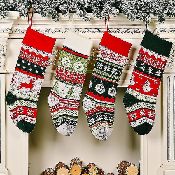 Julstrumpor Vackra broderimönster Hängstrumpor för familjens juldekoration(b, stil) Bd