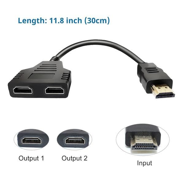 HDMI-splitteradapterkabel - HDMI-splitter 1 inn 2 ut HDMI