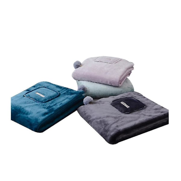 Pledd Supermyk Bløt Løstsittende Komfortabel Nattkjole Fleece Pledd Hettematte Voksen Blå