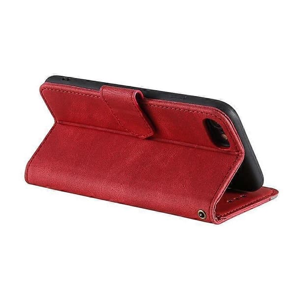 PU Läder Skyddande Telefonfodral För iPhone 16e, Plånboksfodral med Splitsning Red
