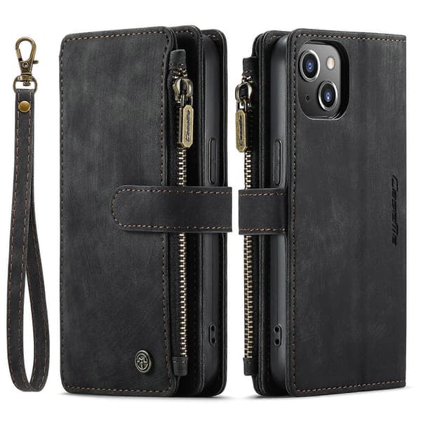For iPhone 14 Plus CaseMe C30 Multifunksjonelt Telefon Skinnetui Black