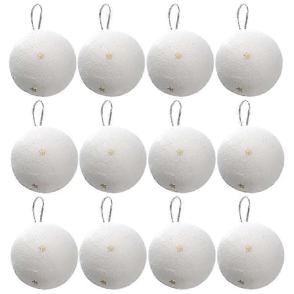 24 stk. julesnøballanheng Juletresnøballer Dekorative julesnøballpynt White 7.2CM