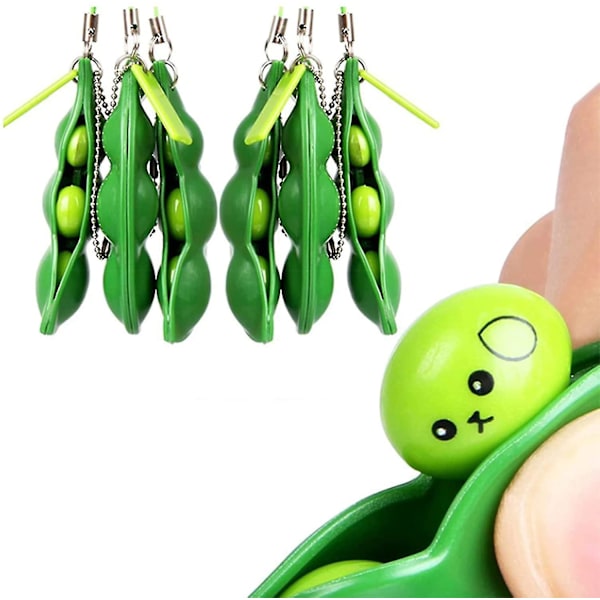 6-osaiset dekompressioherneet pod avaimenperä Edamame-avaimenperä Stress relief leluherneet riipus avaimenperä