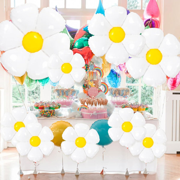 14 st Daisy Blomster Folieballonger Festdekorationer Flickor Daisy-tema Fest Baby Shower Bröllop Daisy Ballongdekorationer